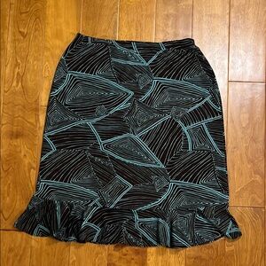 Vintage KC Stevens Y2K Knee-length Skirt Size L Brown Blue Grunge Fairy Ruffle